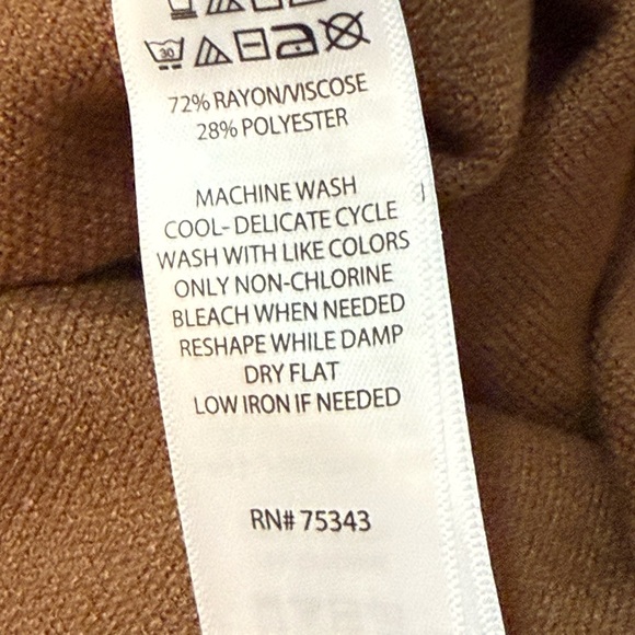 NWT Nicole Miller New York Camel Brown Knit Sweater Wrap Midi Dress Size Small - Picture 9 of 10